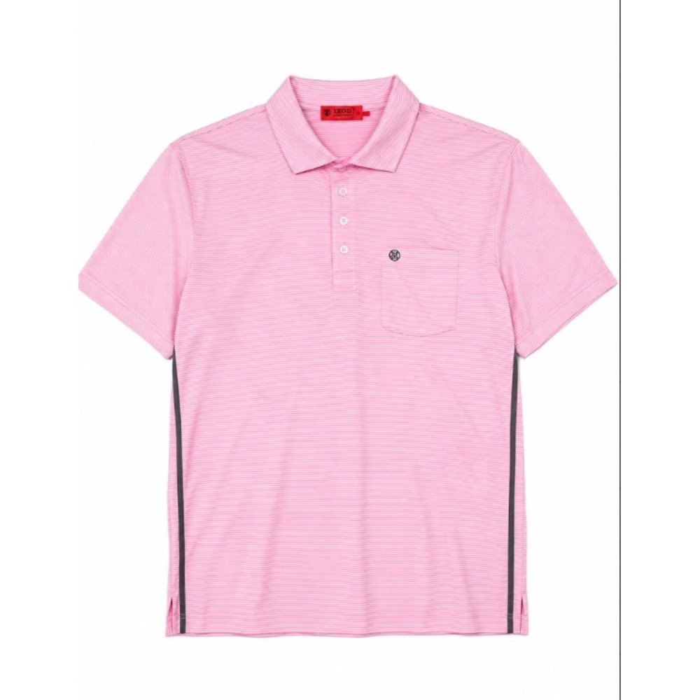 G/fore Polo Shirt Mens Pink Striped Performance golf Short Sleeve Pocket XL